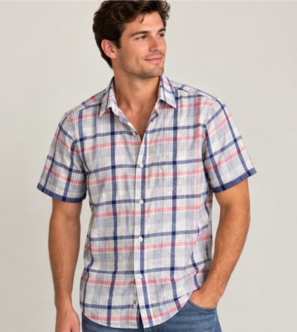 Banana Republic Soft Wash Slim Fit Men's Shirt Top Large $70 Checkered Plaid